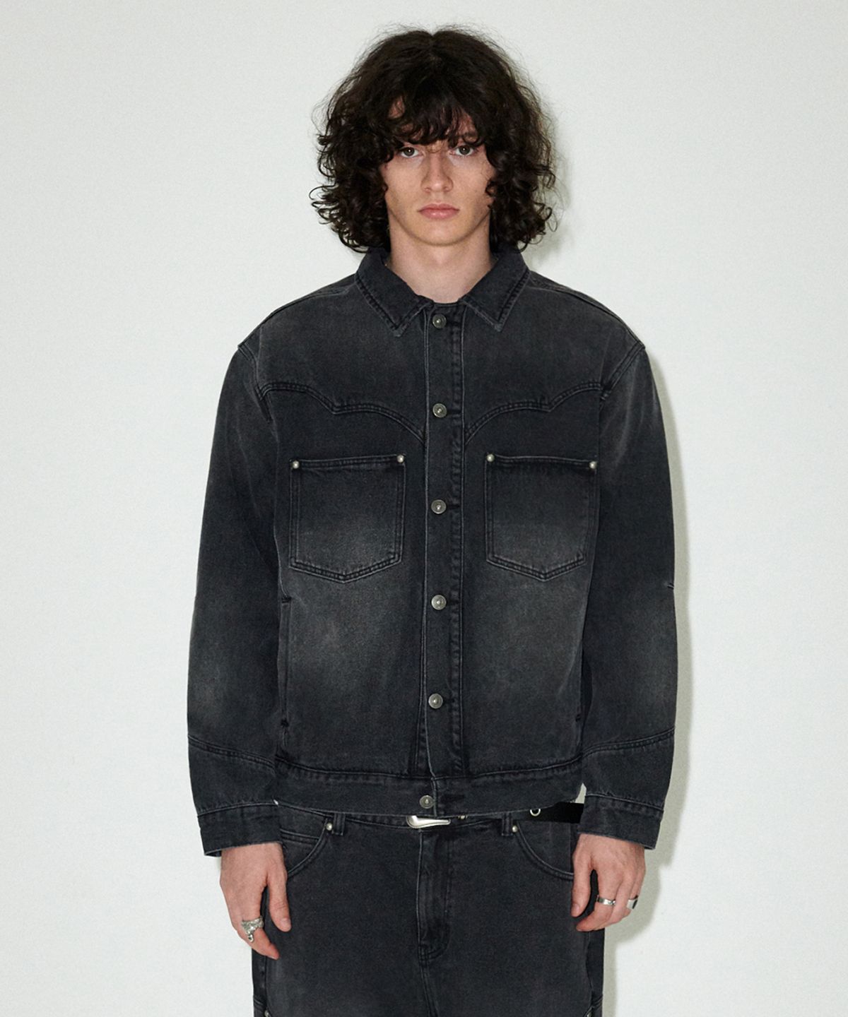 마하그리드(MAHAGRID) WESTERN DENIM JACKET BLACK(MG2EFMD115A)