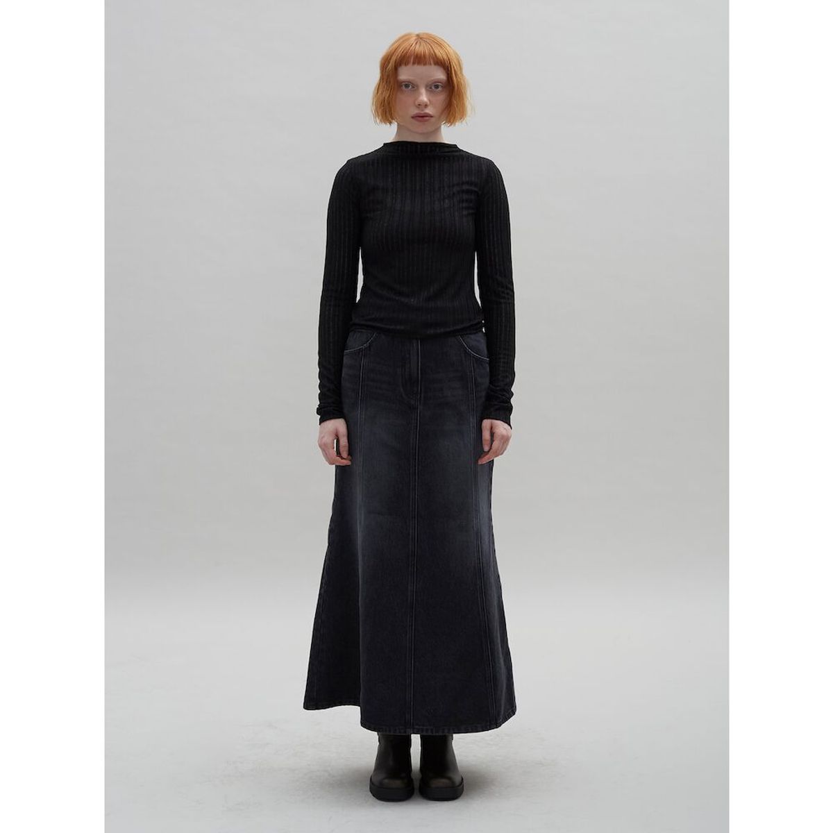샌드 사운드(SAND SOUND) Modified Lip Tissue Sheer Top  Black