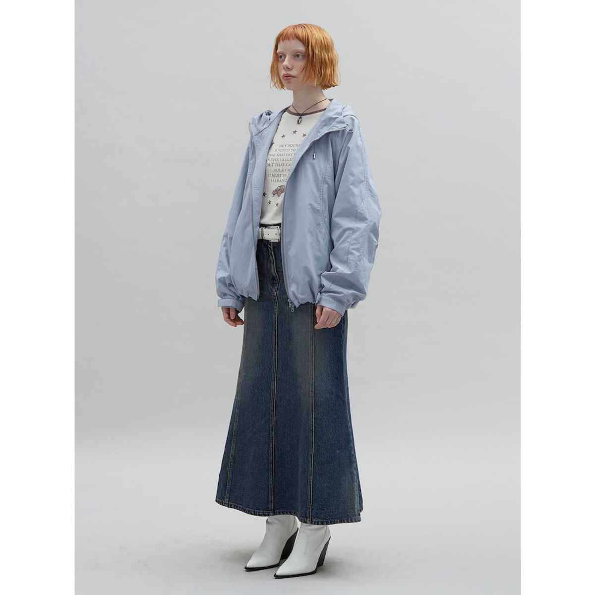 샌드 사운드(SAND SOUND) Oversized Fit String Hooded Jumper  Sky Blue