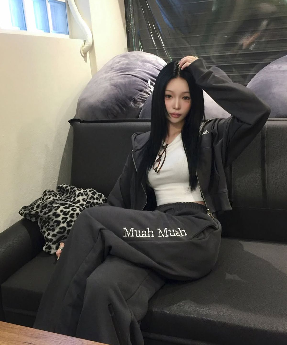 무아무아(MUAHMUAH) 로고스티치 와이드 밴딩 팬츠 [9color]
