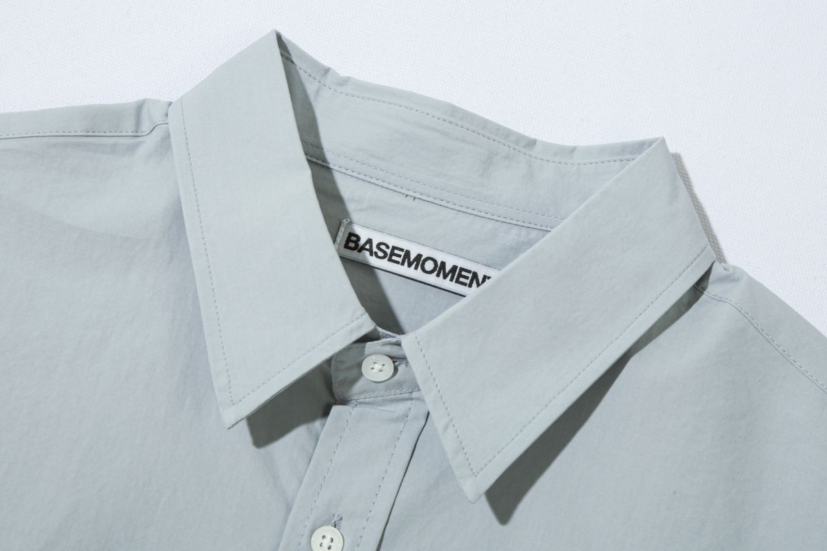 베이스모먼트(BASEMOMENT) 세미오버 바이오 코튼셔츠 페일 그레이
