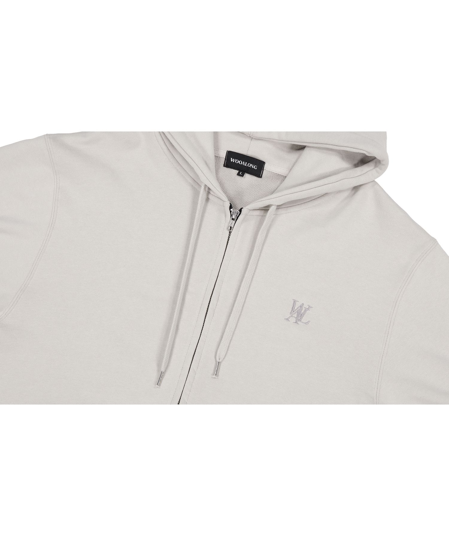 パーカー・フーディ WOOALONG WAL signature hood zip-up SA174 MUSINSA | WOOALONG WAL signature hood zip-up - LIGHT GREY