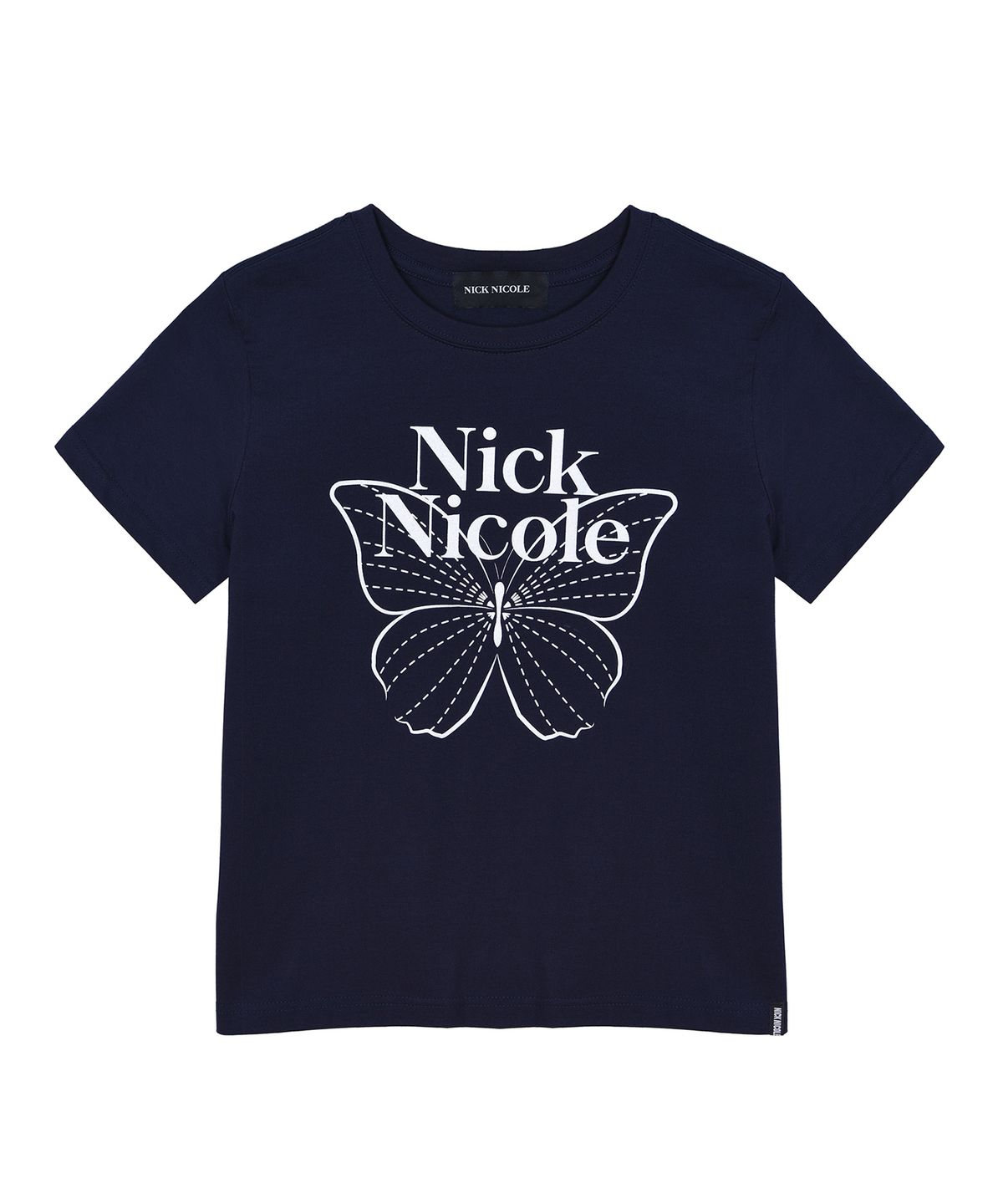닉앤니콜(NICK&NICOLE) BUTTERFLY NICOLE LABEL SLIM TOP_NAVY WHITE