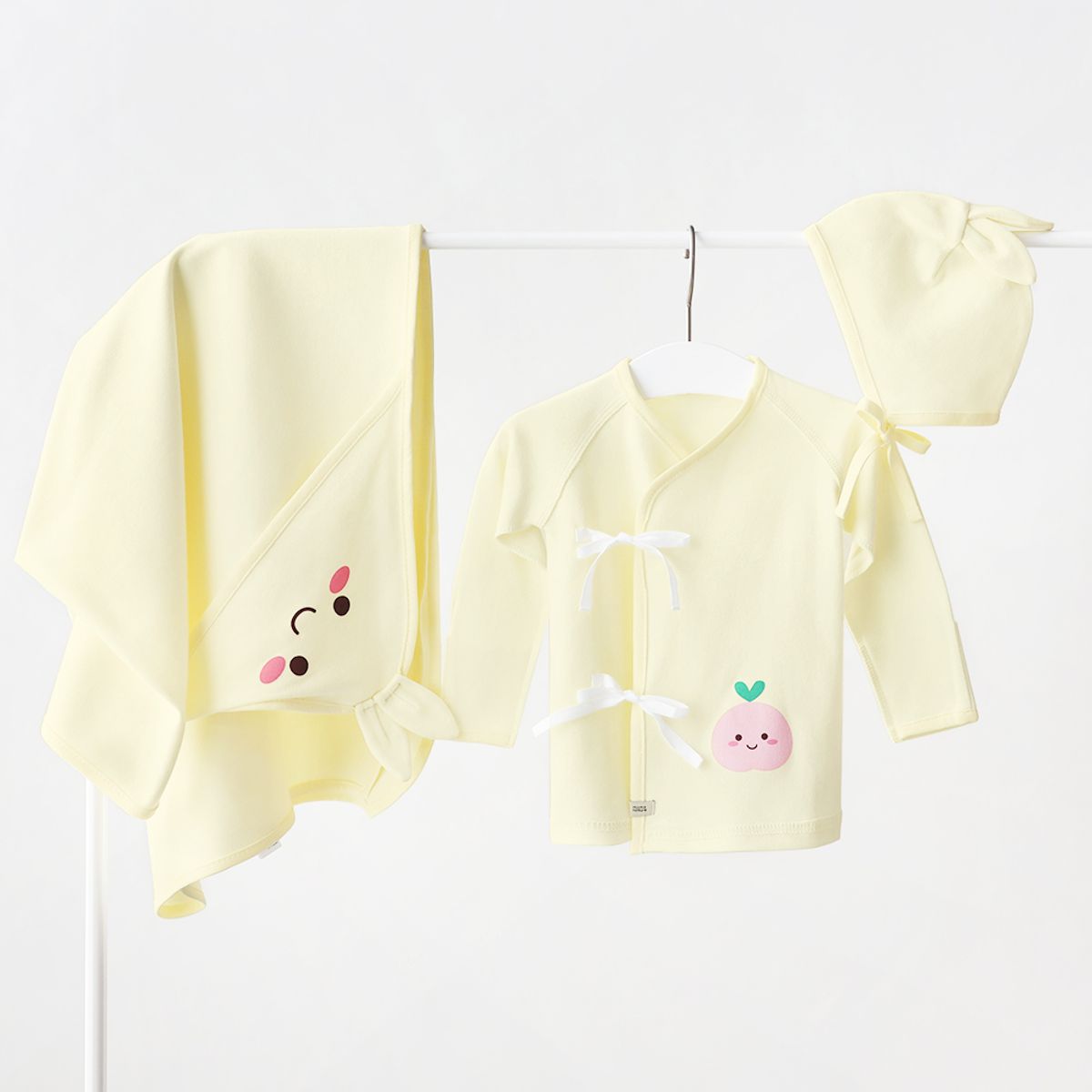 맘스네이처(MOMSNATURE) 신생아 토끼  곰 출산선물 3종 /배냇+속싸개+보닛