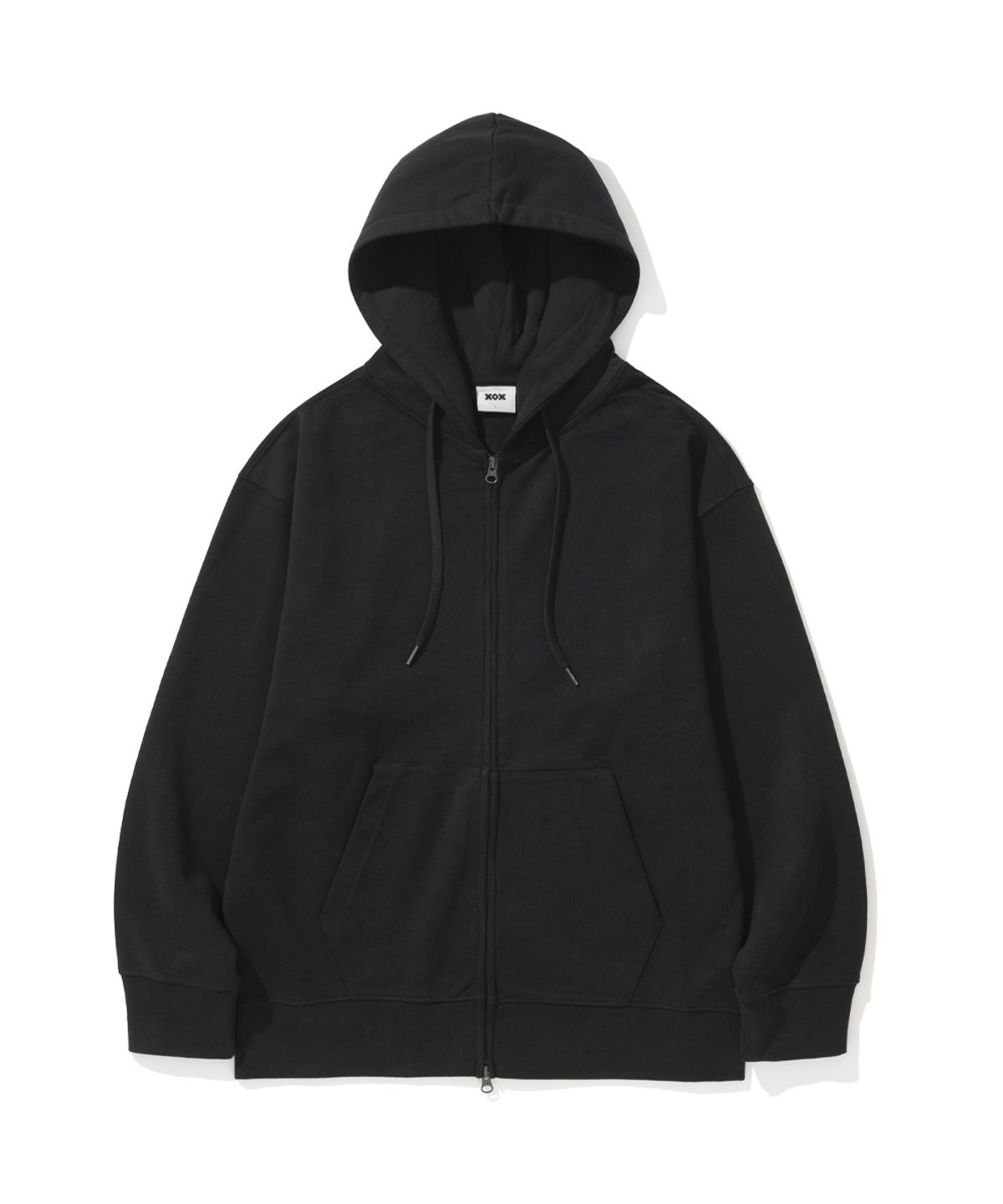 엑스오엑스(XOX) 2WAY 세미 오버핏 스웻 후드 집업 [BLACK]