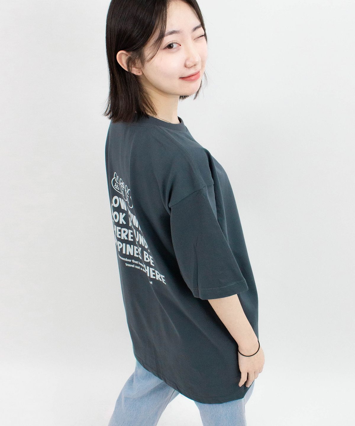 티저트(TEESSERT) 티빗 양면 프린팅 오버핏 빅사이즈 반팔티셔츠 (화이트,블랙,데님) TSS_05