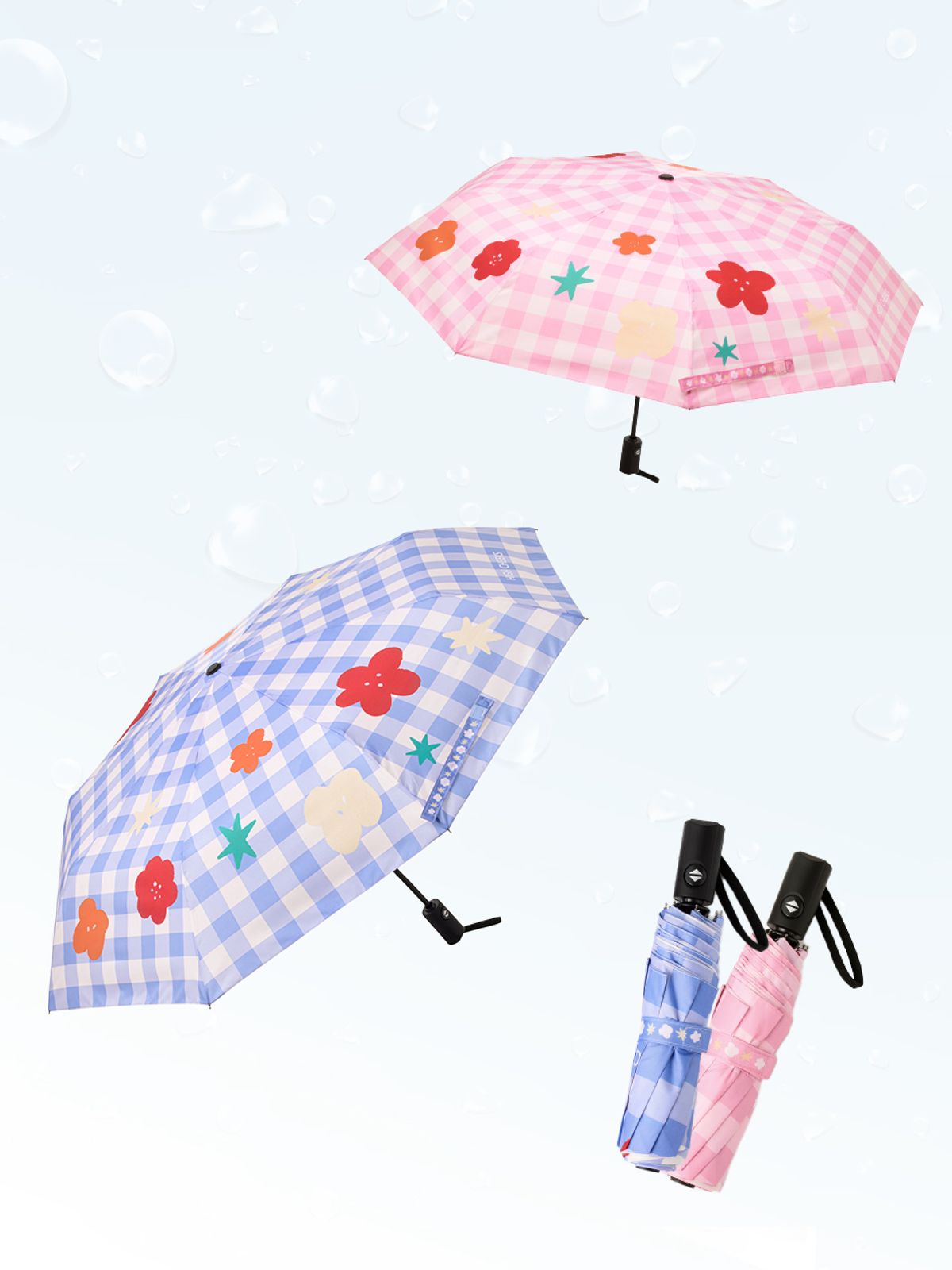하이칙스(HIGH CHEEKS) Gingham Check Folding Umbrella_HC2435AC001M