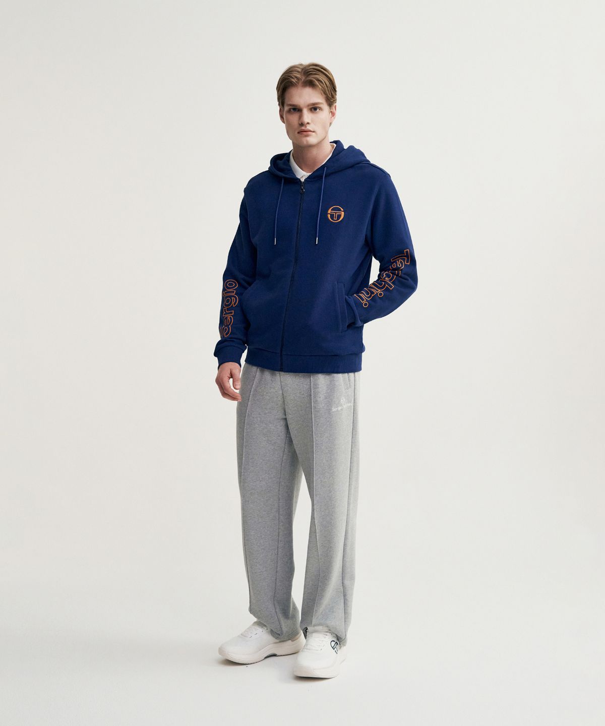세르지오 타키니(SERGIO TACCHINI) U 데일리 레터링 후드 집업 (Navy)