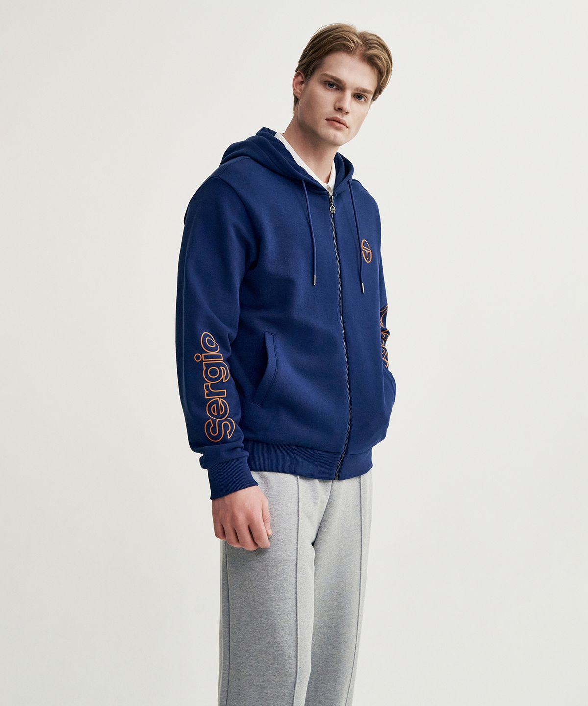 세르지오 타키니(SERGIO TACCHINI) U 데일리 레터링 후드 집업 (Navy)