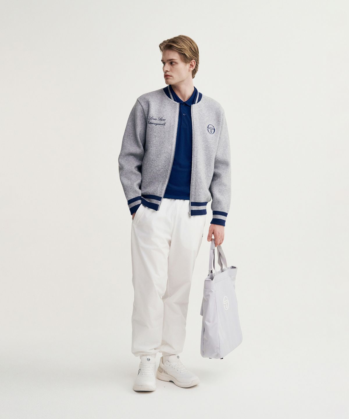 세르지오 타키니(SERGIO TACCHINI) M 프레피 바시티 가디건 (Melange Grey)