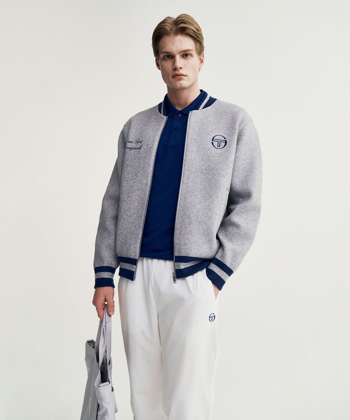 세르지오 타키니(SERGIO TACCHINI) M 프레피 바시티 가디건 (Melange Grey)