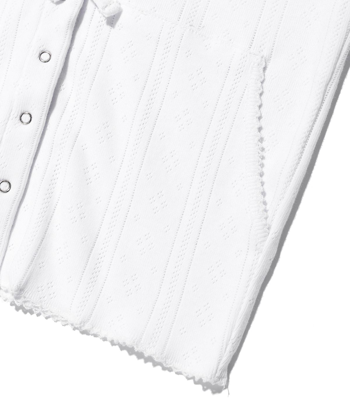 유희(YOUHEE) EYELET SNAP HOODIE WHITE
