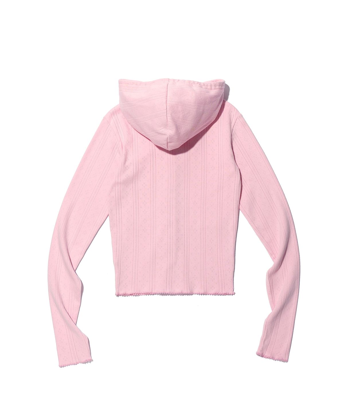 유희(YOUHEE) EYELET SNAP HOODIE PINK