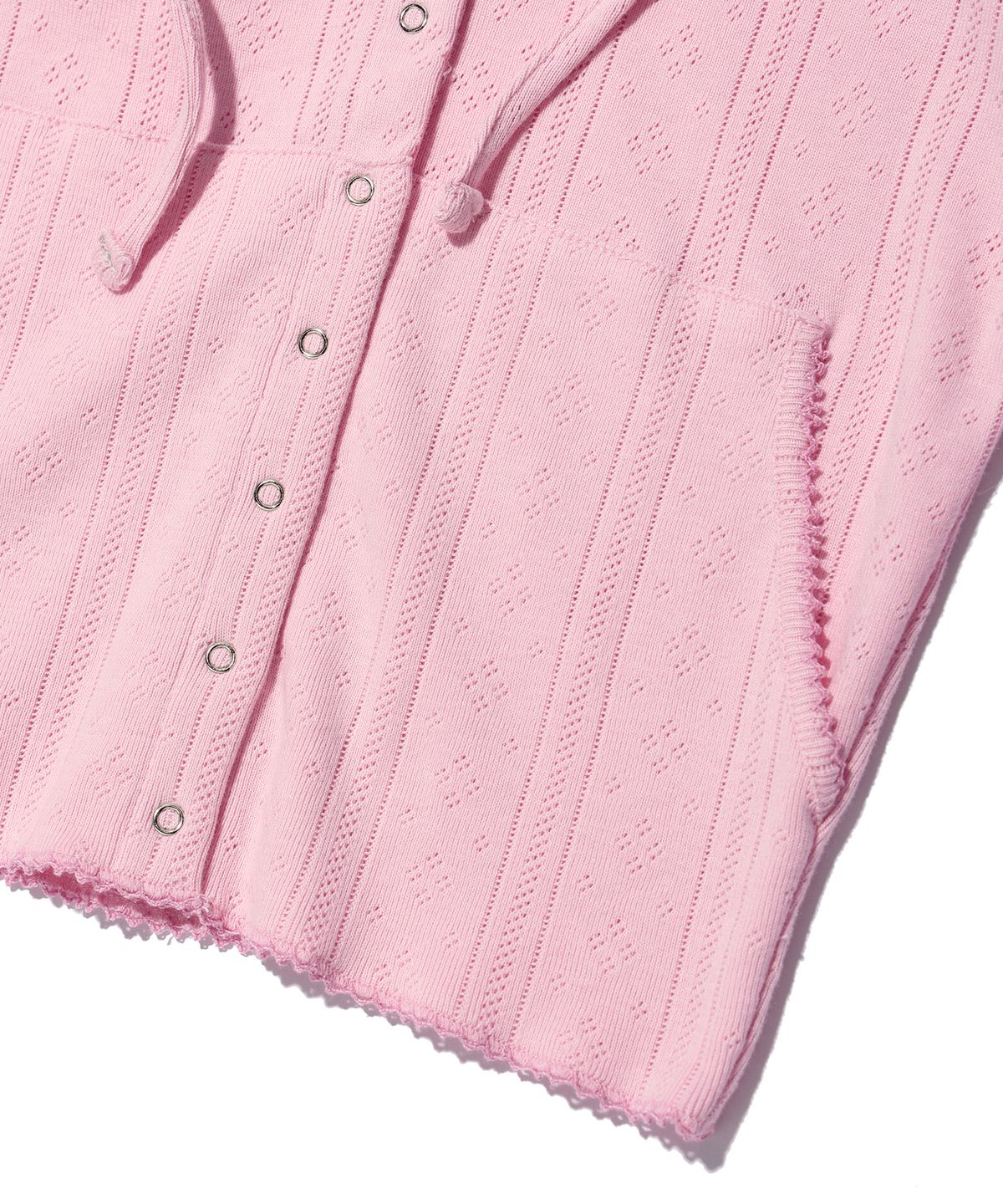유희(YOUHEE) EYELET SNAP HOODIE PINK