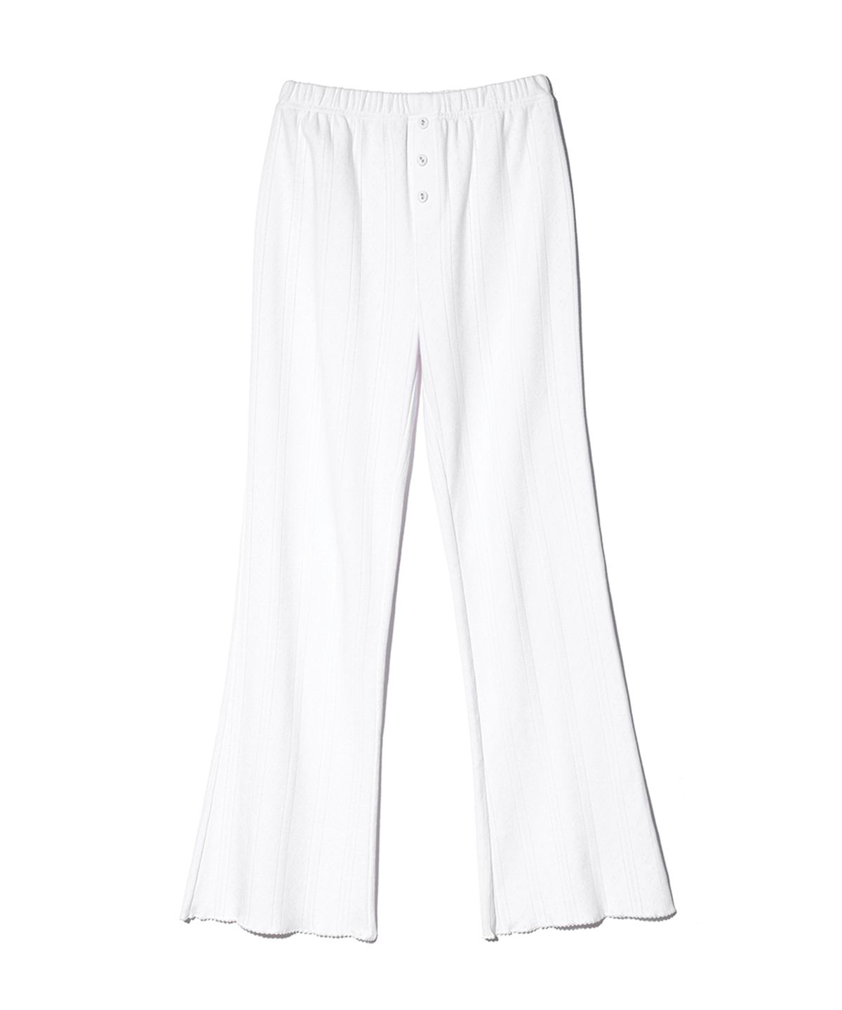 유희(YOUHEE) EYELET BOOTSCUT PANTS WHITE