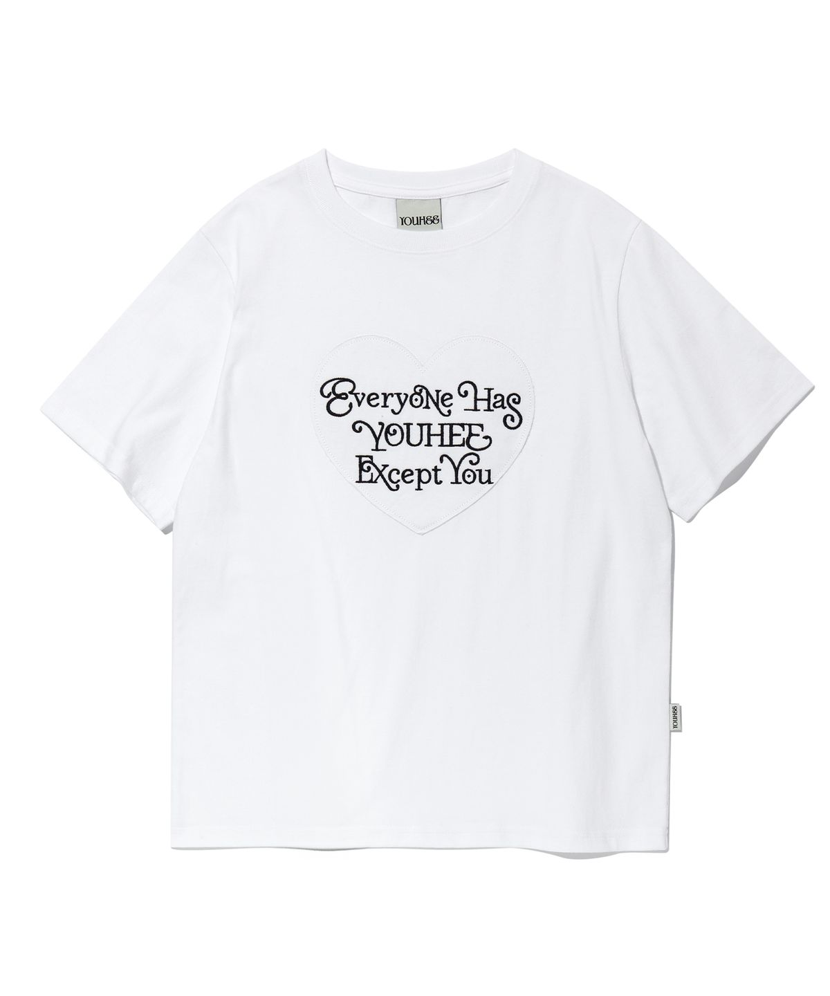 유희(YOUHEE) APLIQUE LETTERING T-SHIRTS WHITE