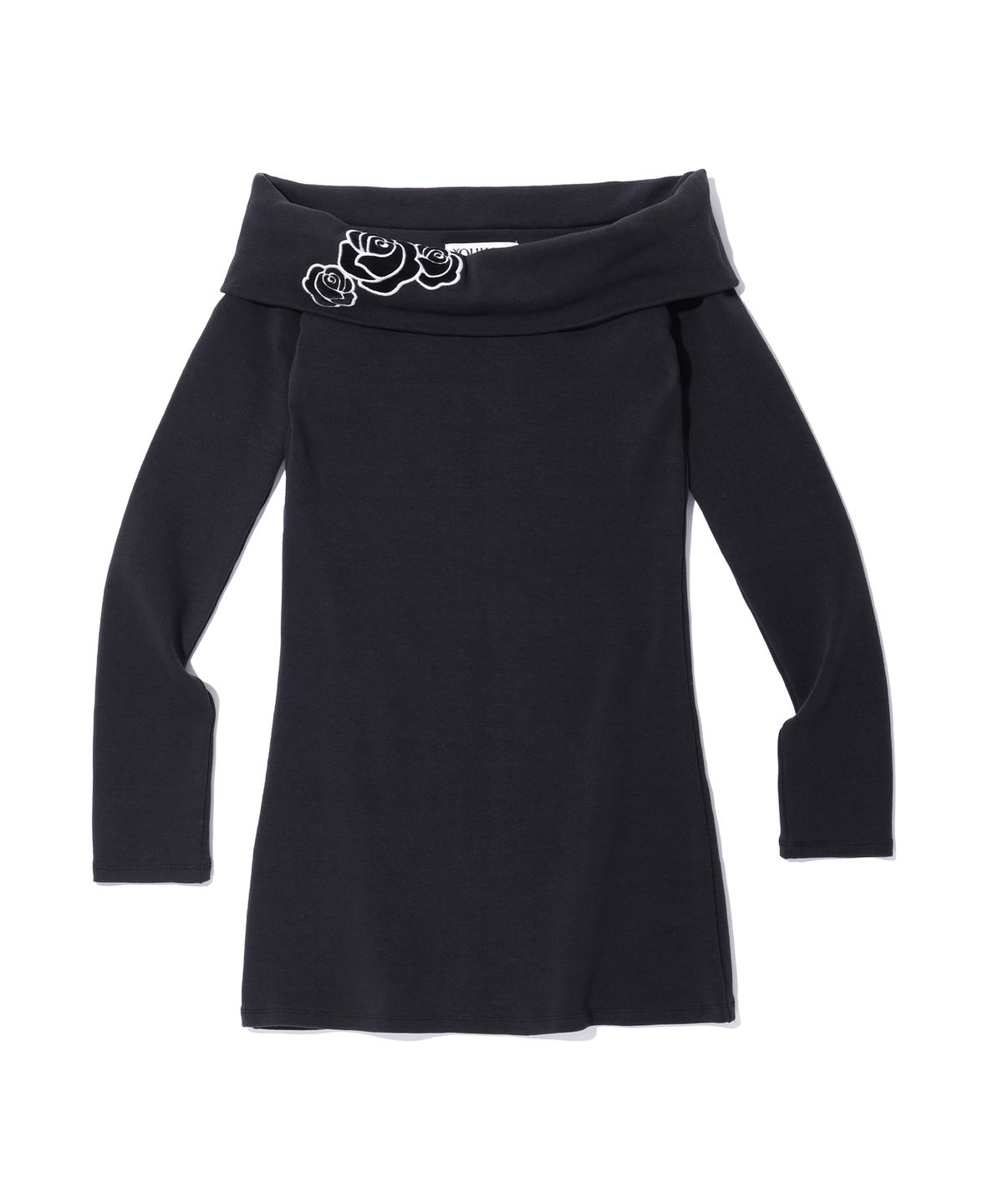 유희(YOUHEE) FLOWER POINT OFF SHOULDER DRESS BLACK