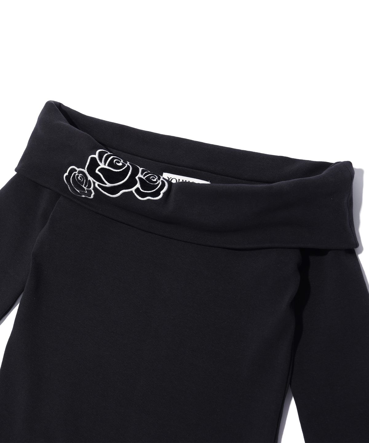 유희(YOUHEE) FLOWER POINT OFF SHOULDER DRESS BLACK