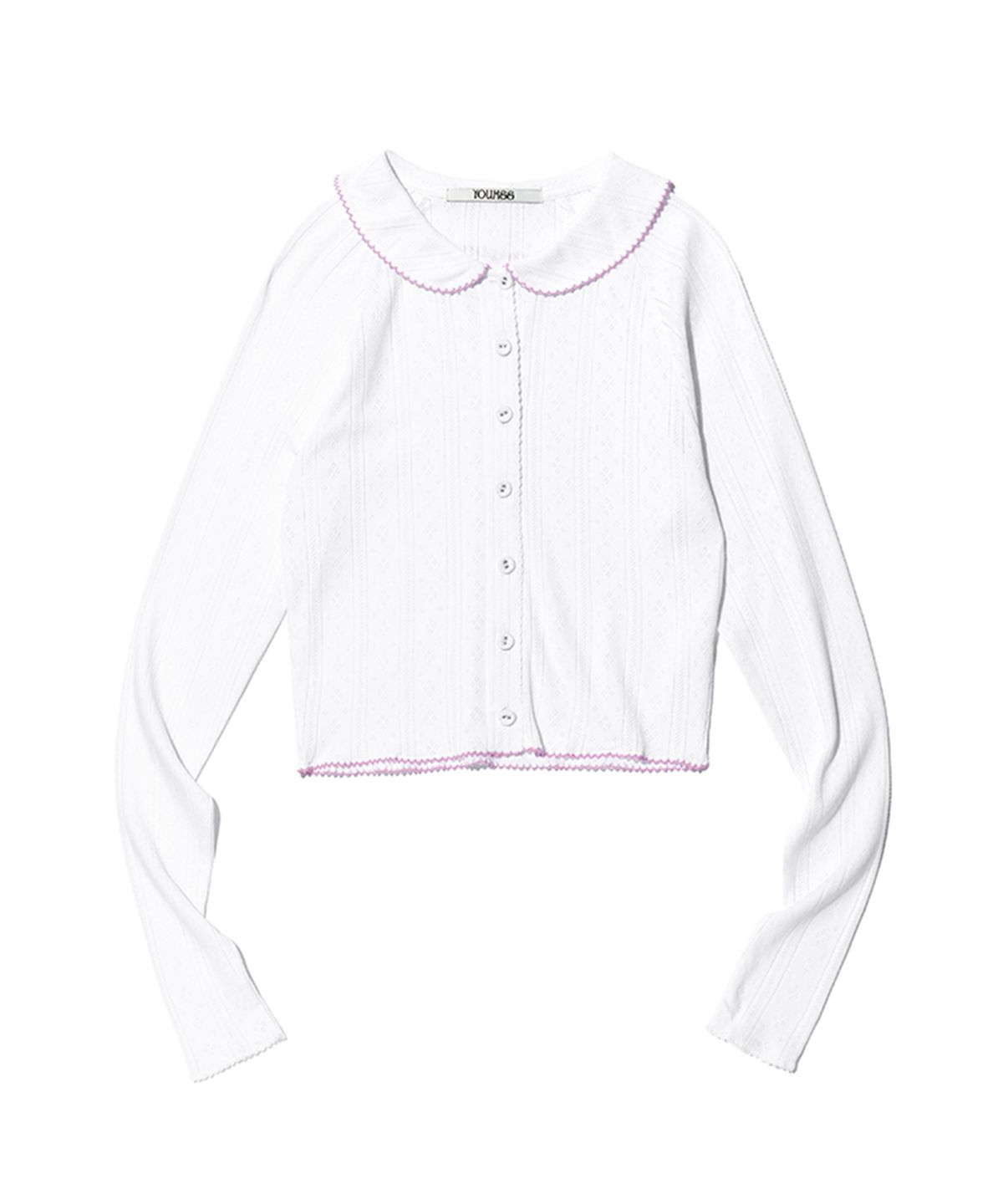 유희(YOUHEE) EYELET COLLAR CARDIGAN WHITE