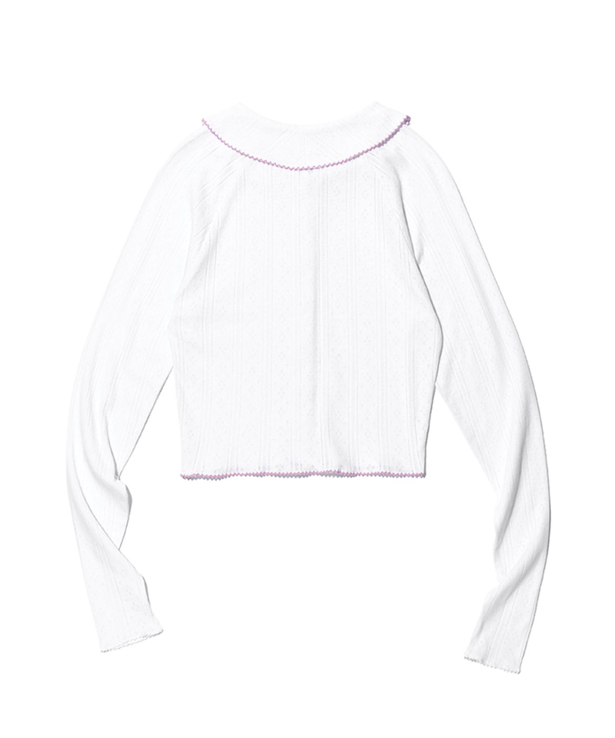 유희(YOUHEE) EYELET COLLAR CARDIGAN WHITE