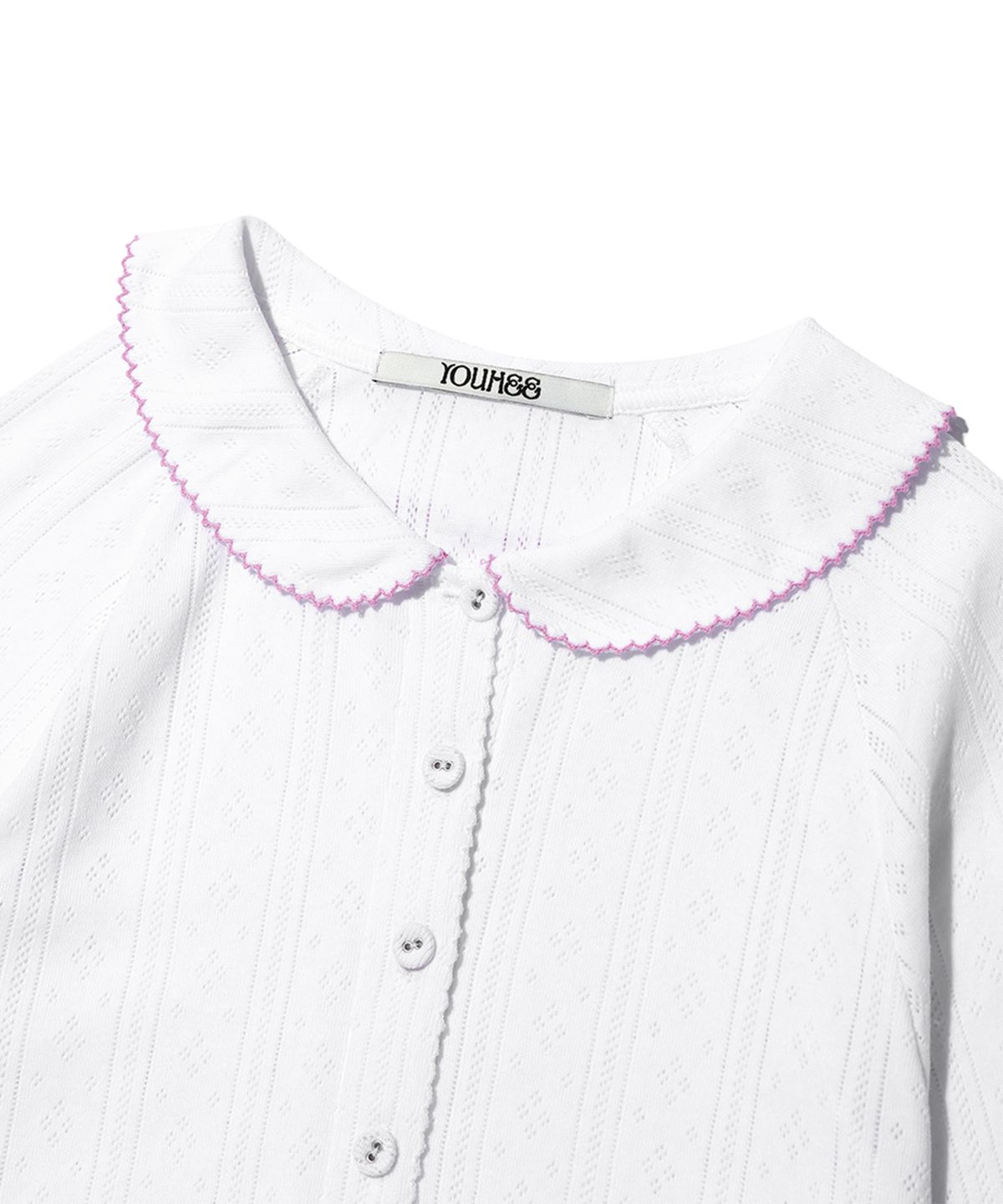 유희(YOUHEE) EYELET COLLAR CARDIGAN WHITE