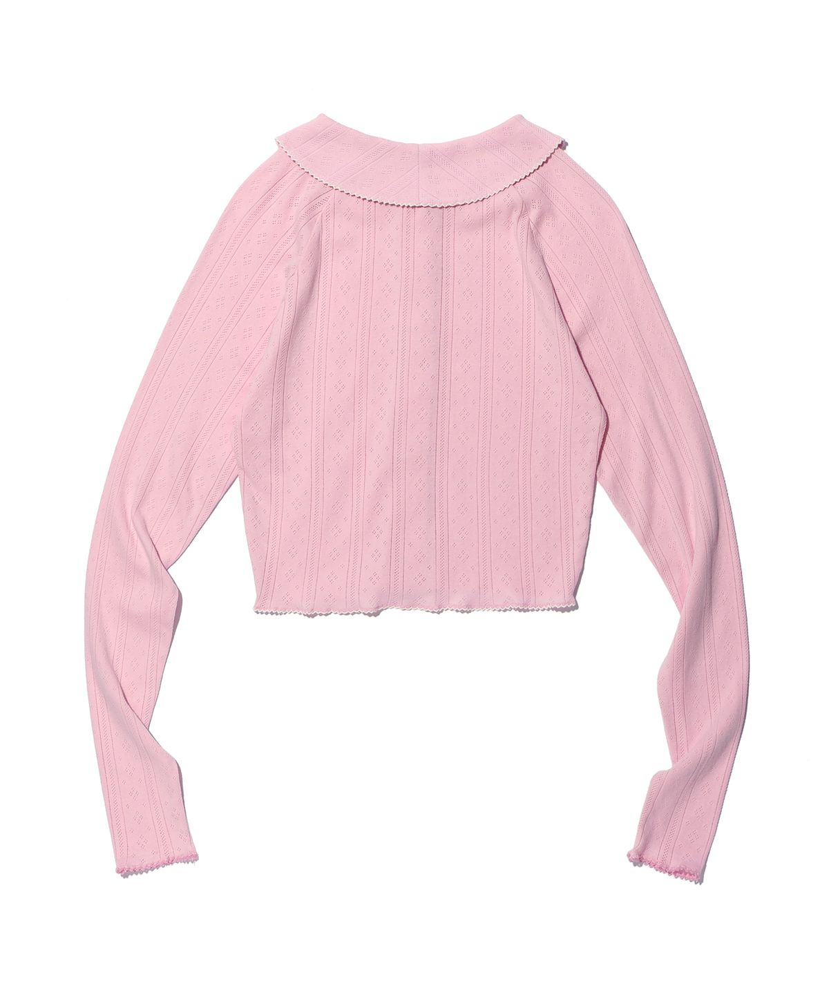 유희(YOUHEE) EYELET COLLAR CARDIGAN PINK