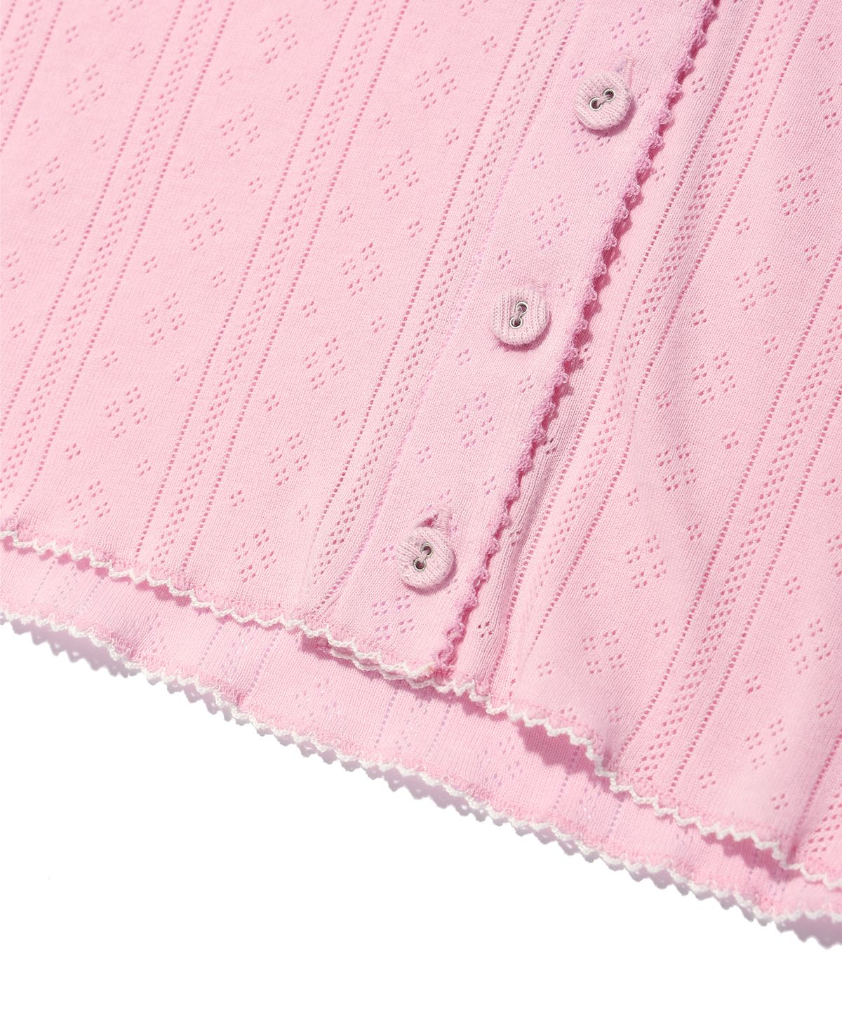 유희(YOUHEE) EYELET COLLAR CARDIGAN PINK