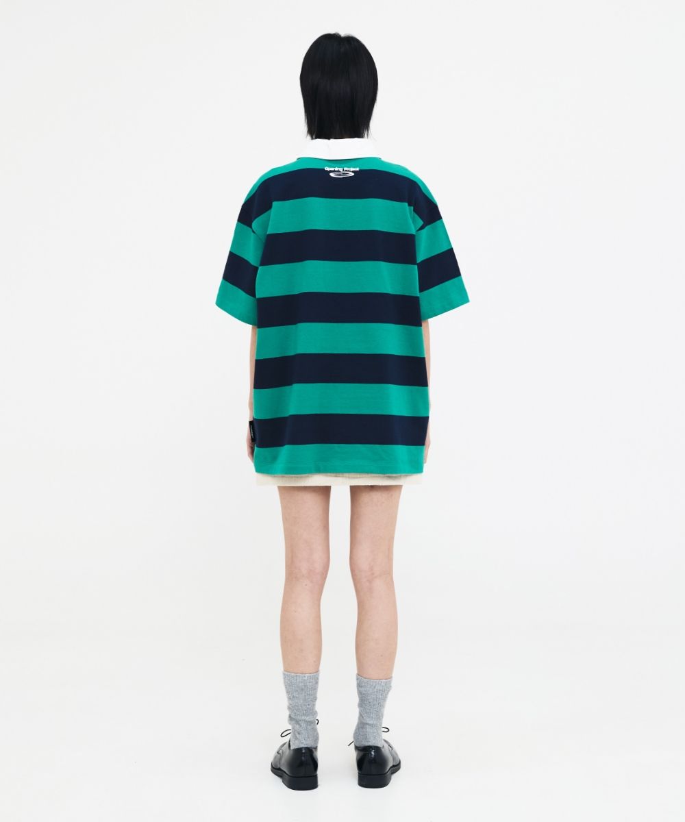 【Opening Project】 Identity Stripe Collar Half T Shirt MUSINSA | OPENING PROJECT Identity Stripe Collar Half T