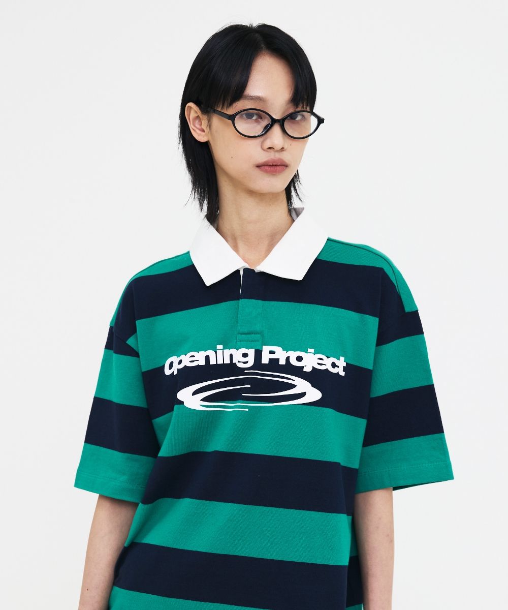 【Opening Project】 Identity Stripe Collar Half T Shirt MUSINSA公式 | OPENING PROJECT Identity Stripe Collar Half T