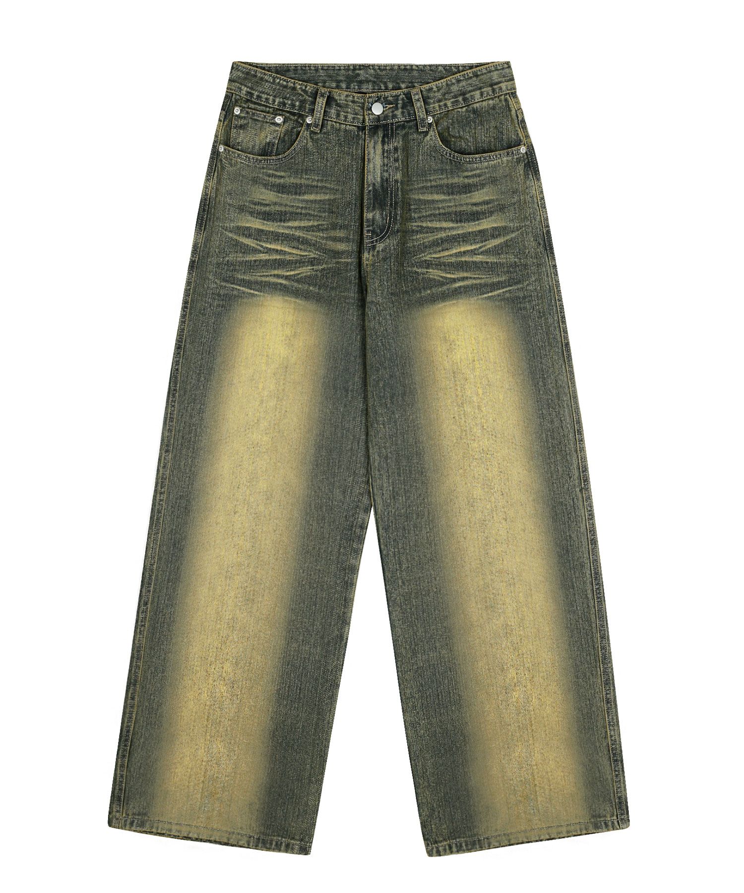MUSINSA | TRILLION Rain Slub Front Washing Wide Denim Pants