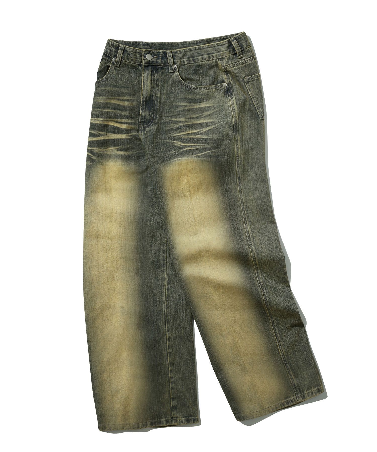 MUSINSA | TRILLION Rain Slub Front Washing Wide Denim Pants