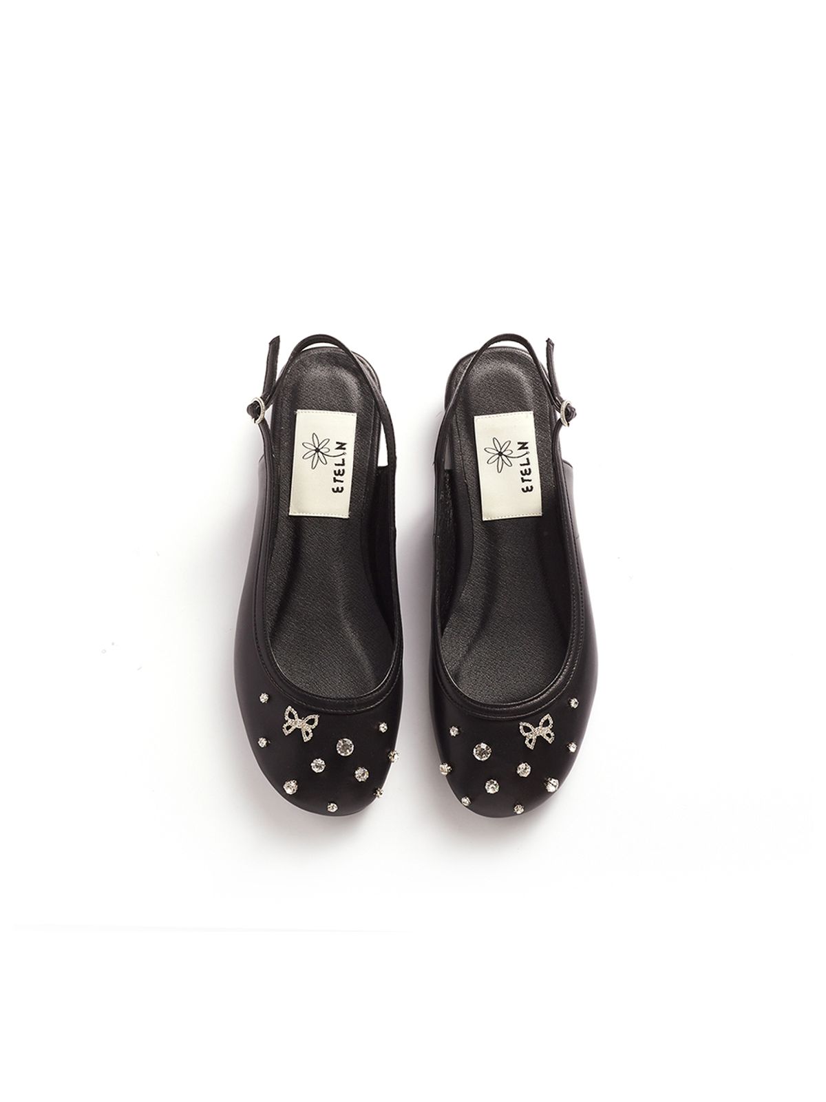 에뗄린(ETELIN) Raindrop Bk Strap Flat Sandal - Noir Black