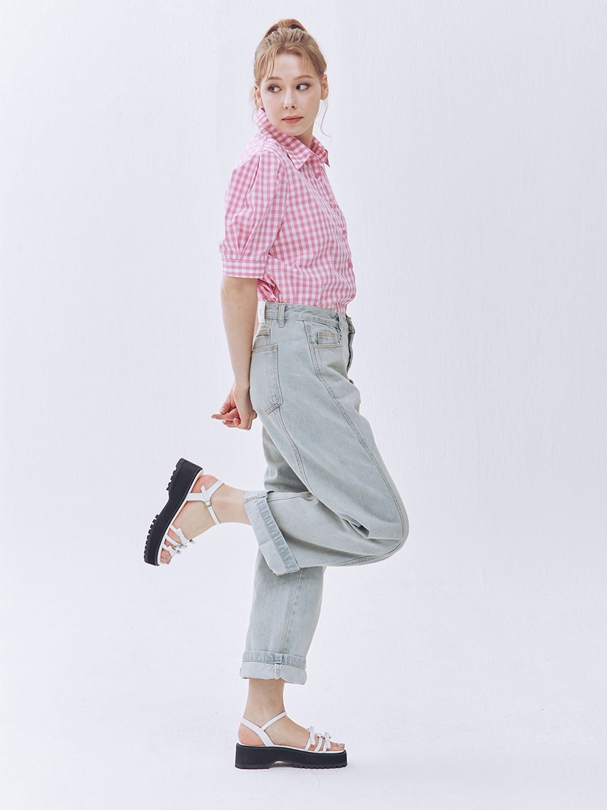 에뗄린(ETELIN) Ribbi Petite Ribbon Platform Sandals - Pale White