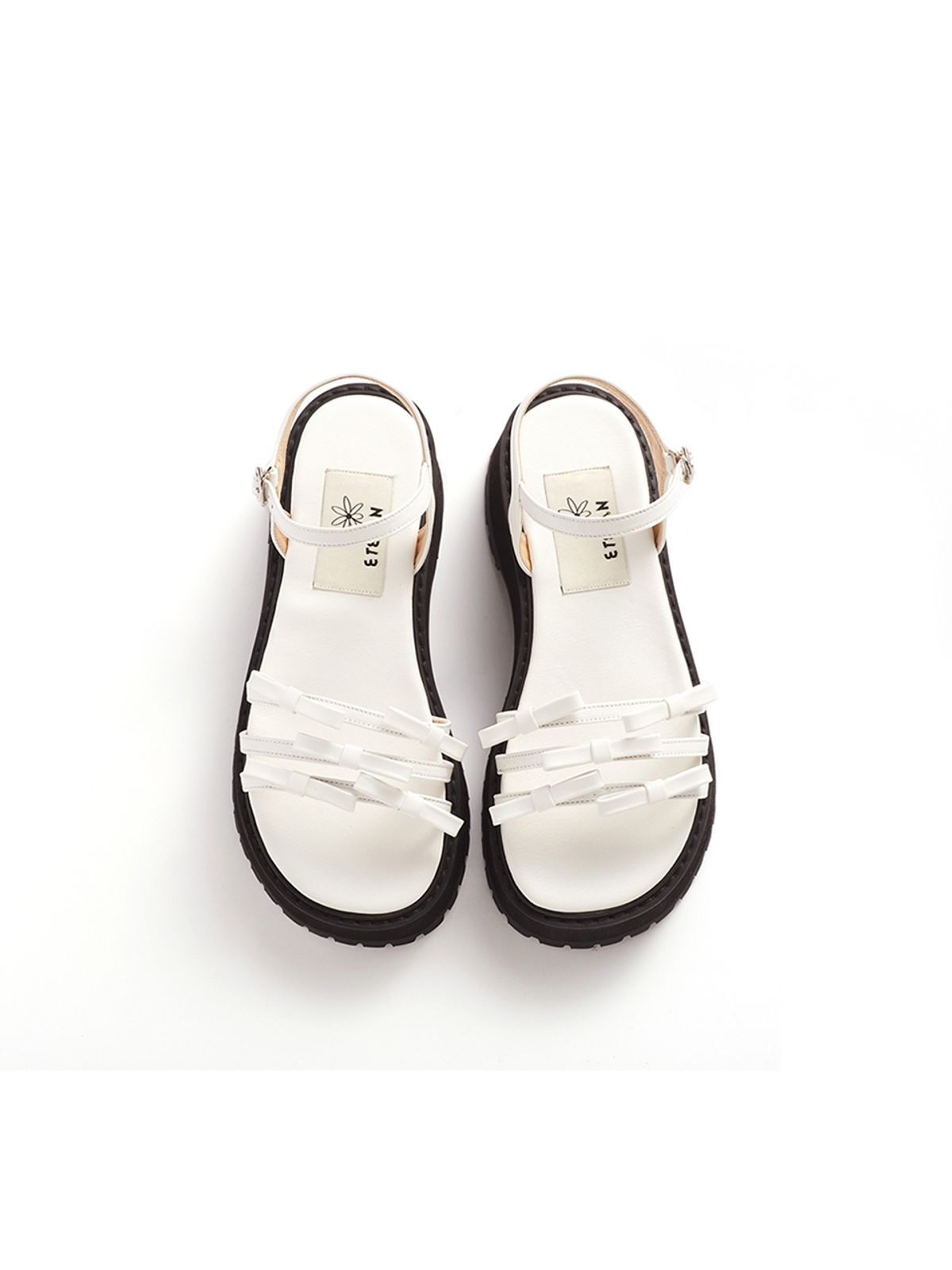 에뗄린(ETELIN) Ribbi Petite Ribbon Platform Sandals - Pale White