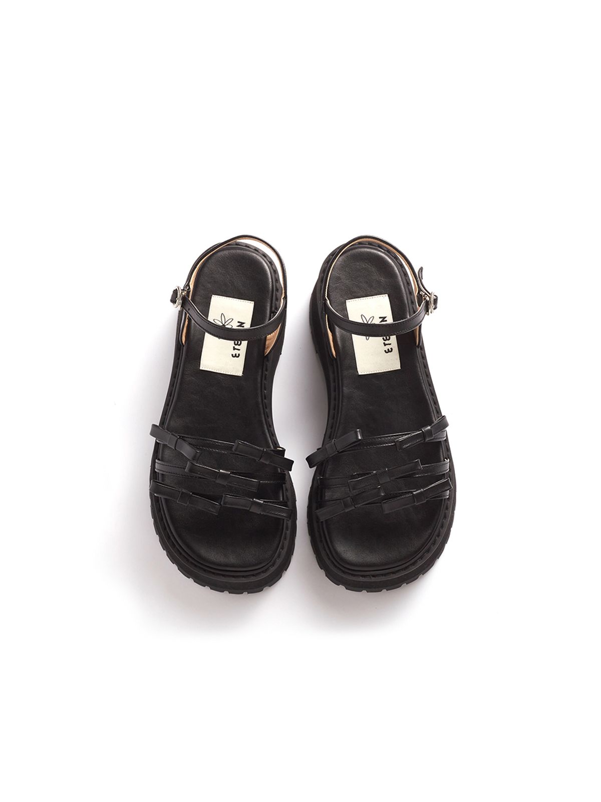 에뗄린(ETELIN) Ribbi Petite Ribbon Platform Sandals - Noir Black