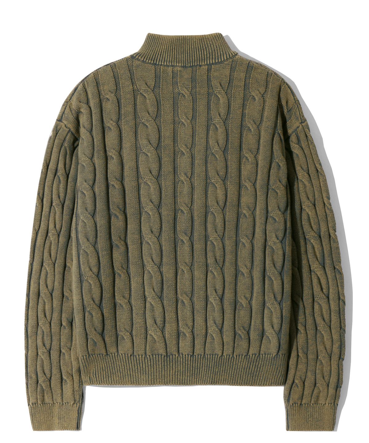 트릴리온(TRILLION) 빈티지 워싱 케이블 2WAY 집업 니트 (BEIGE KHAKI)