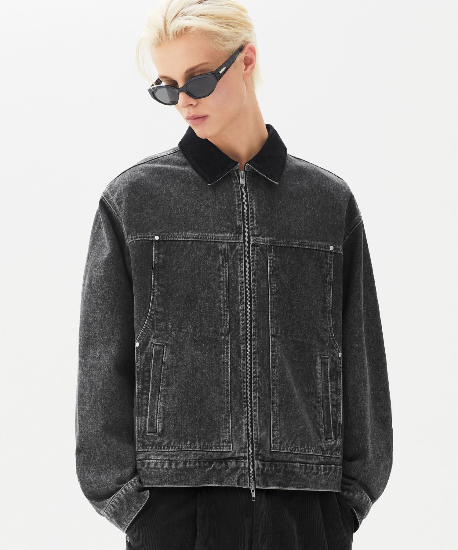 MUSINSA | TRILLION CORDUROY COLOR DENIM WORK JACKET (LIGHT GRAY)