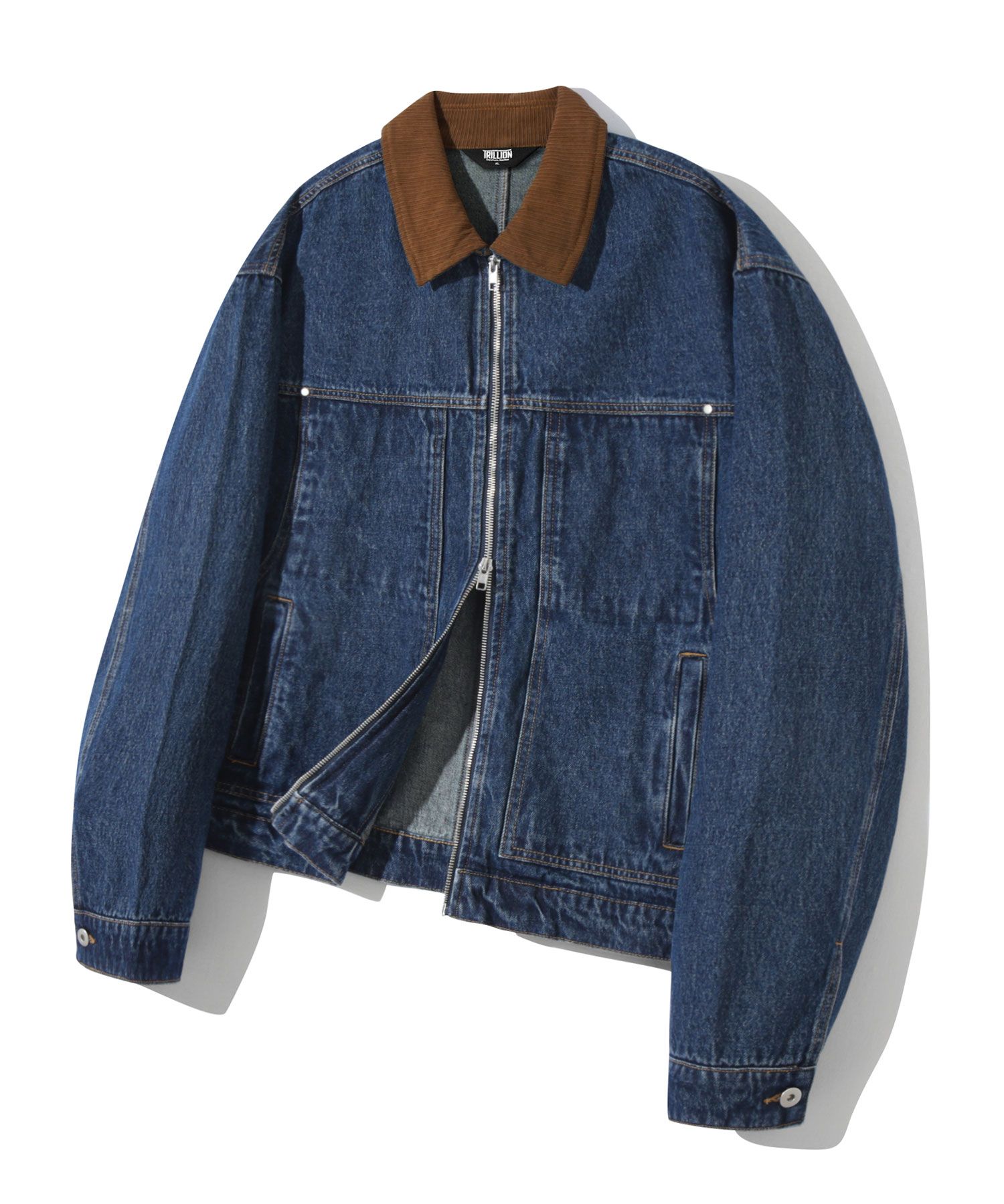 MUSINSA | TRILLION CORDUROY COLLAR DENIM ZIP-UP WORK JACKET