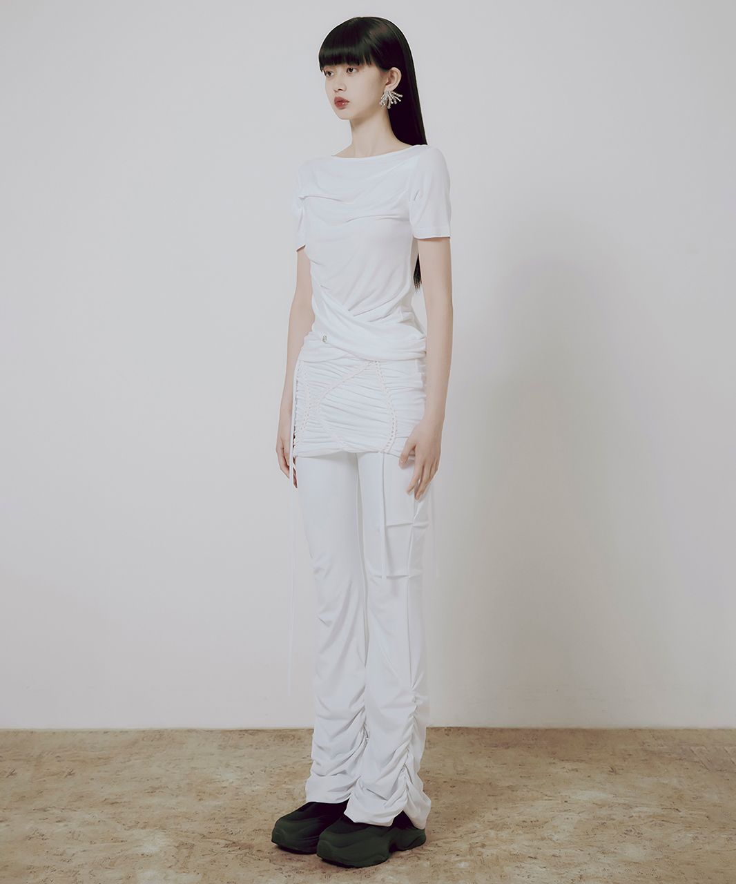 ★FLARE UP★ Drape Layered TShirt FL131White MUSINSA | FLAREUP Drape Layered T-Shirt (FL-131_White)