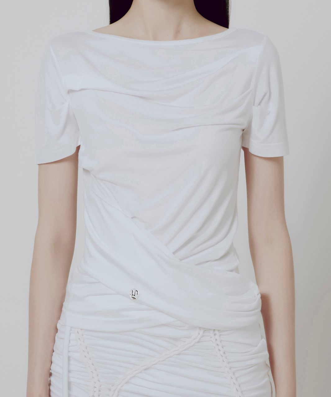 ★FLARE UP★ Drape Layered TShirt FL131White Drape Layered T-Shirt (FL-131_White) - FLAREUP | 60% - Asian