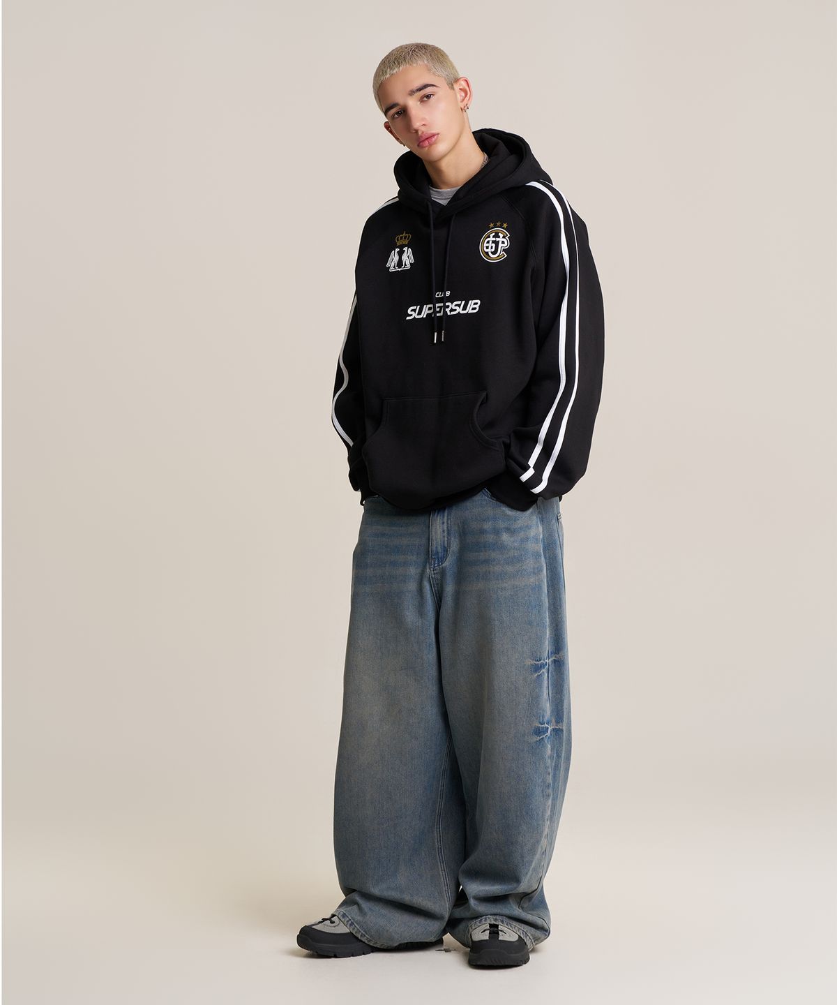 슈퍼서브(SUPERSUB) 도밍고 워싱 와이드 데님 팬츠 - 워시드 블루