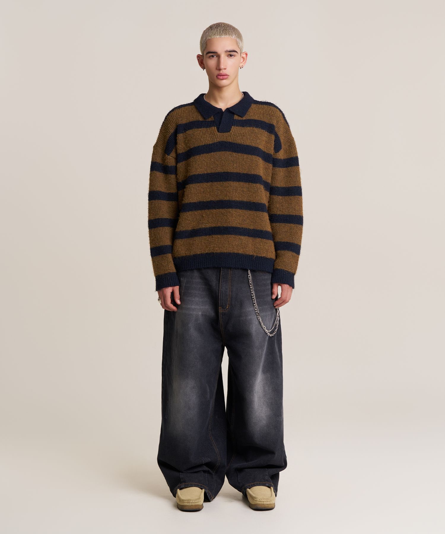 MUSINSA | SUPERSUB Balloon Fit Distressed Wash Denim Pants - Black
