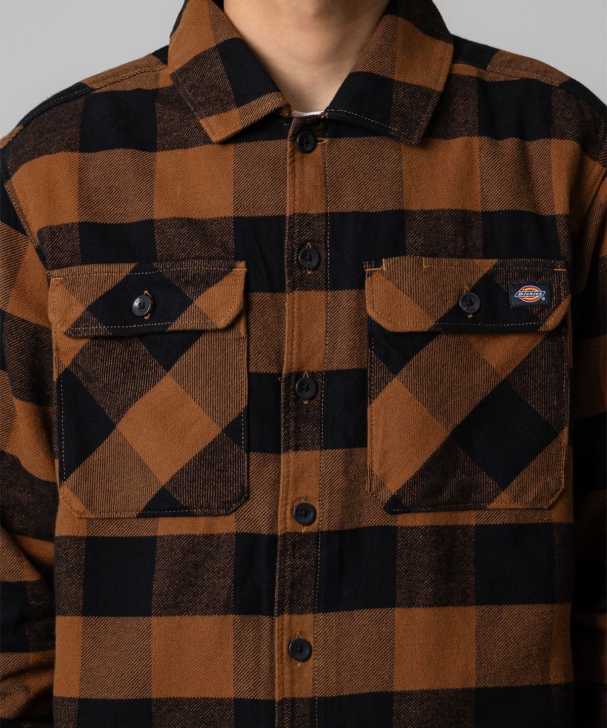 디키즈(DICKIES) 새크라멘토 체크 셔츠 Brown