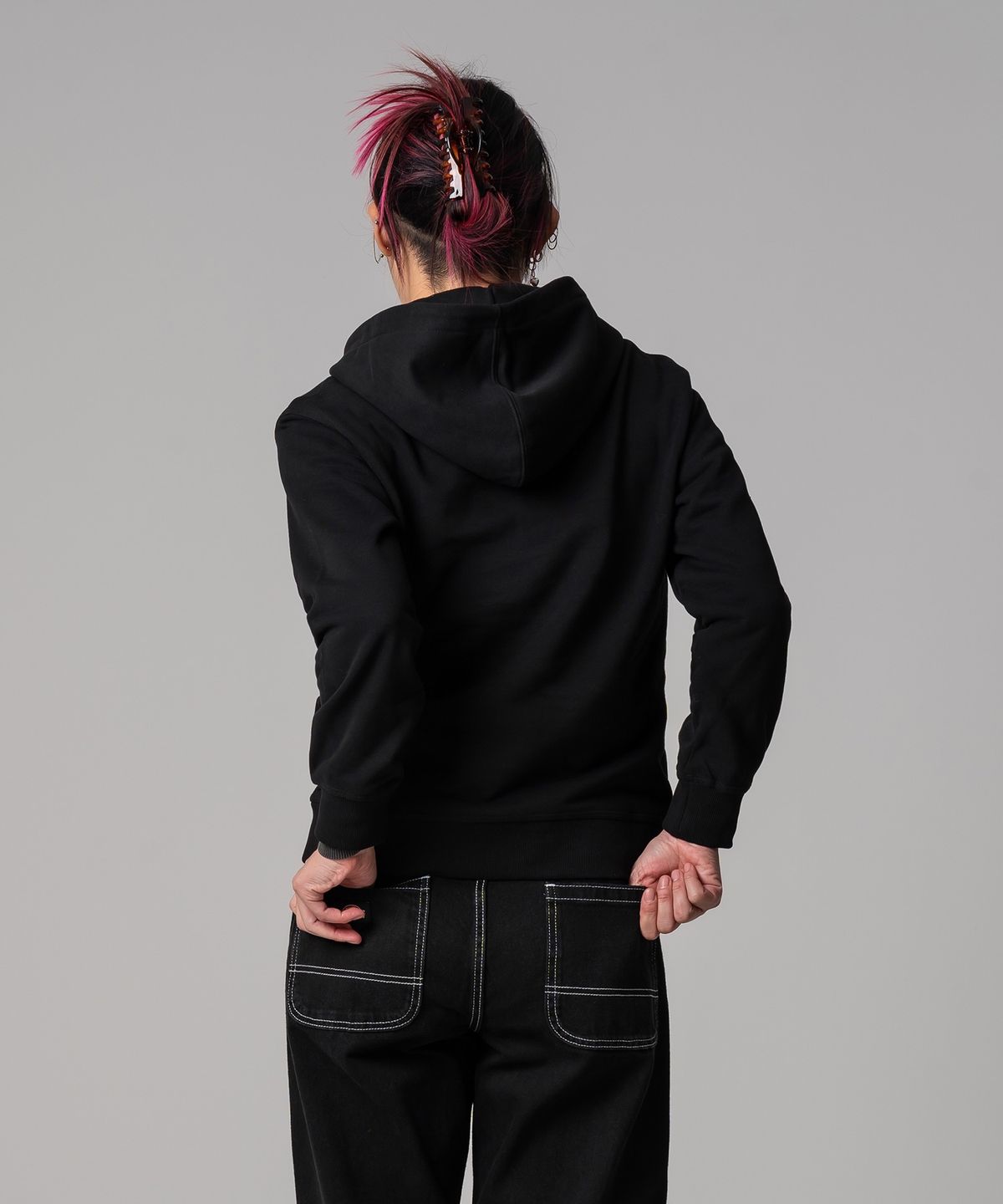 디키즈(DICKIES) 우먼스 하프 집업 후드 Black