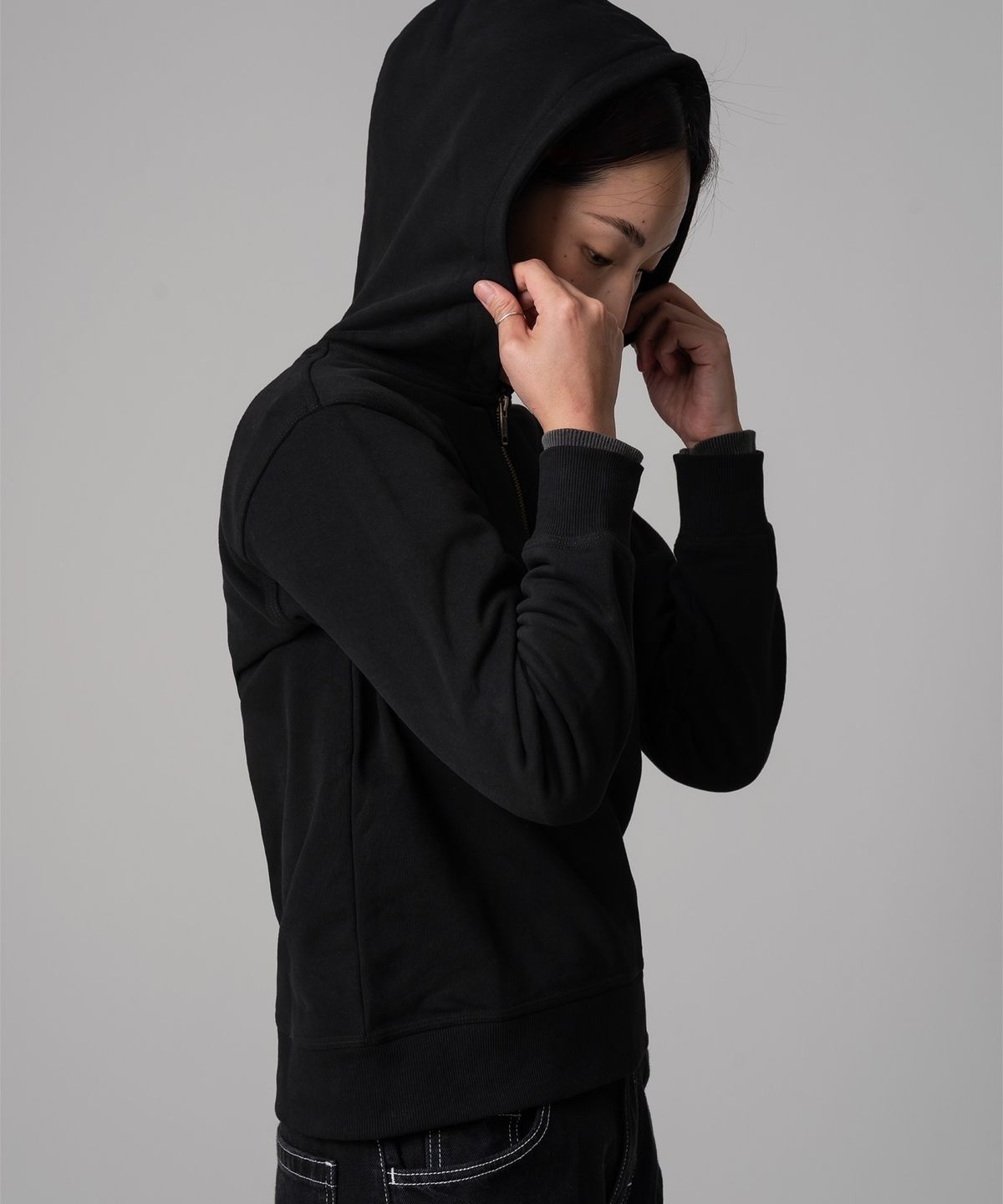 디키즈(DICKIES) 우먼스 하프 집업 후드 Black