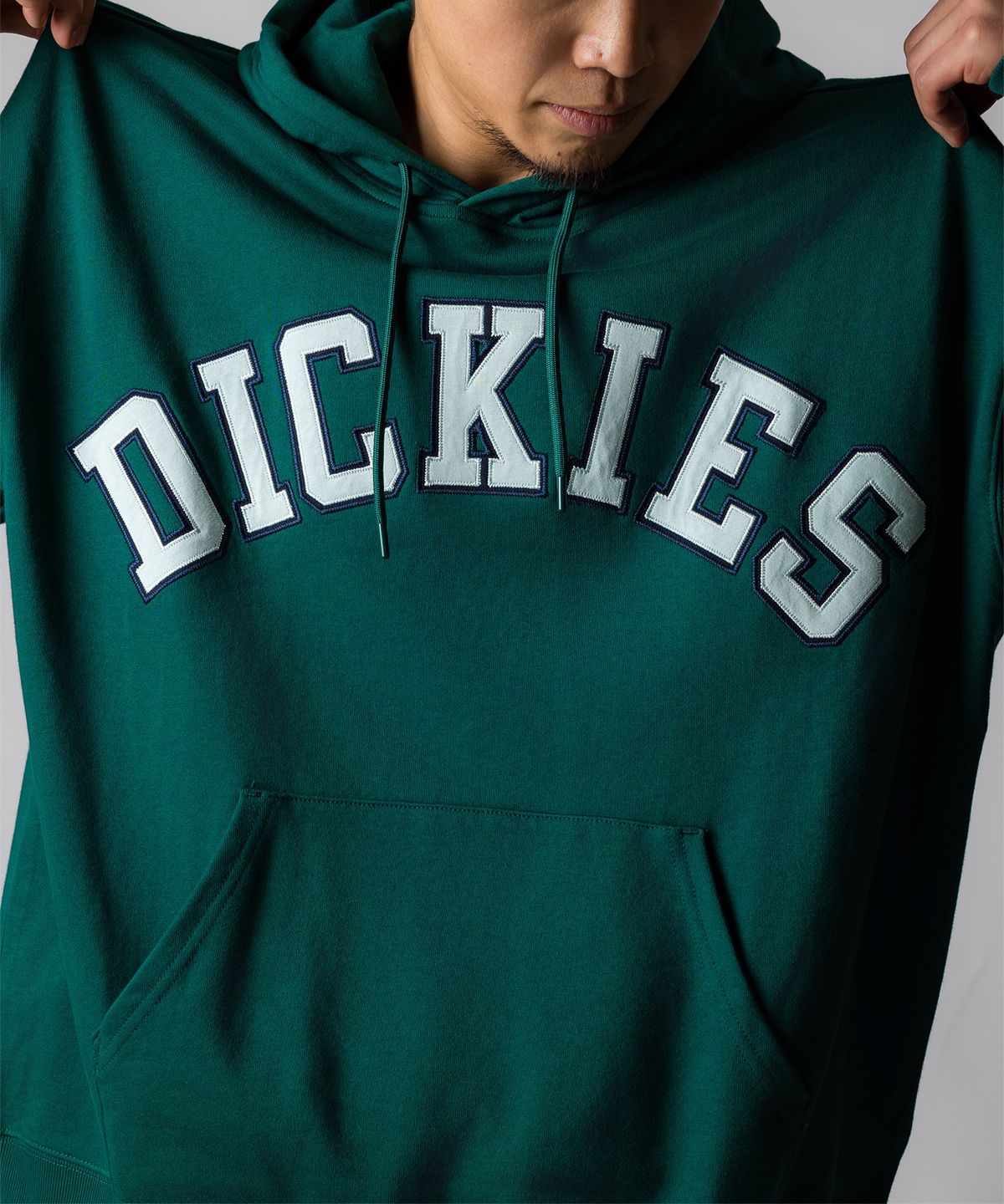 디키즈(DICKIES) 아치 로고 오버핏 후드 Green