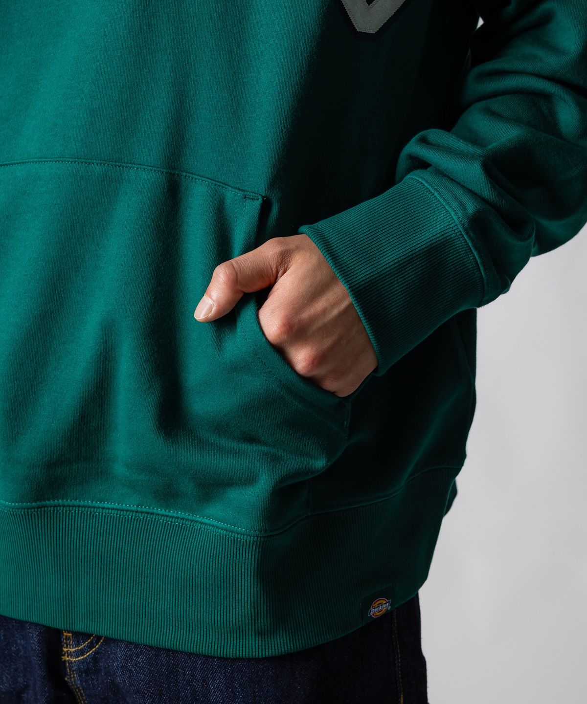 디키즈(DICKIES) 아치 로고 오버핏 후드 Green