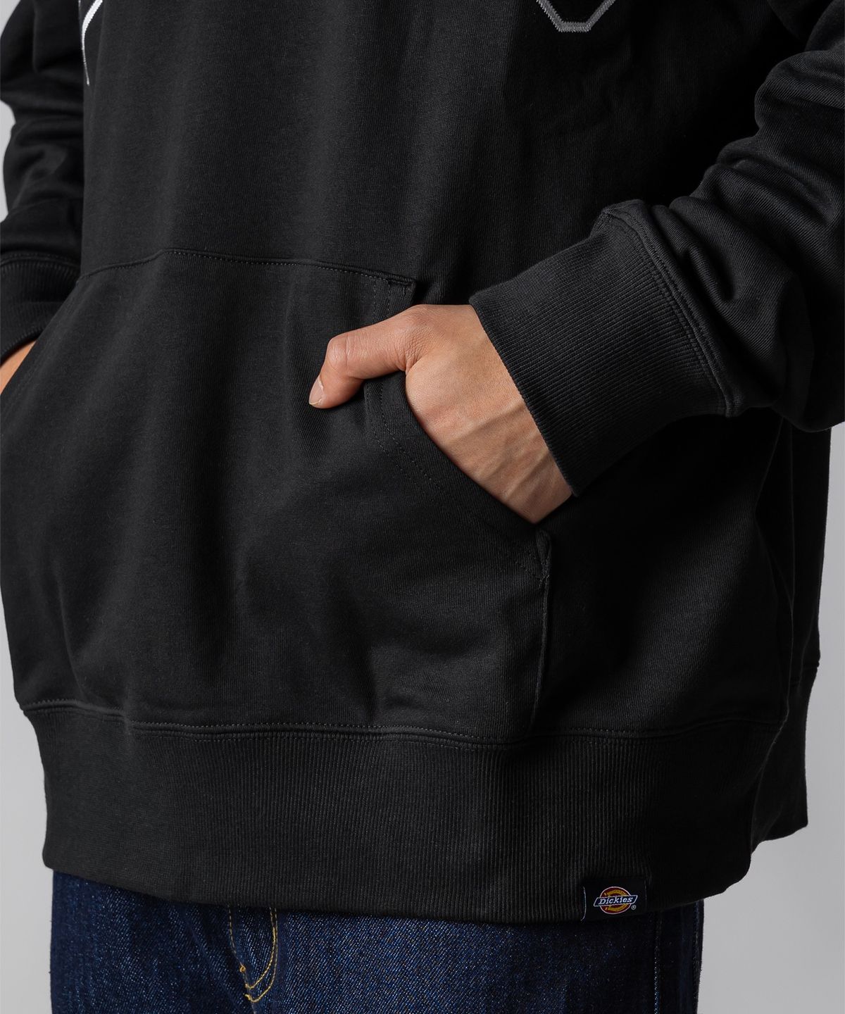 디키즈(DICKIES) 아치 로고 오버핏 후드 Black