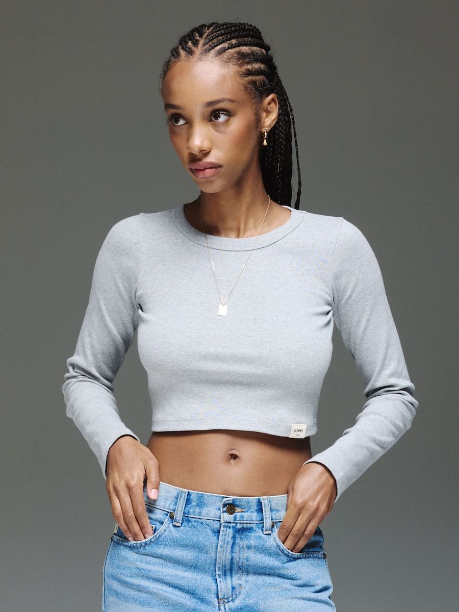 ◆GLOWNY◆ G MODAL LONG SLEEVE GRAY GC24WTLS003GR G MODAL LONG SLEEVE (GRAY) - GLOWNY
