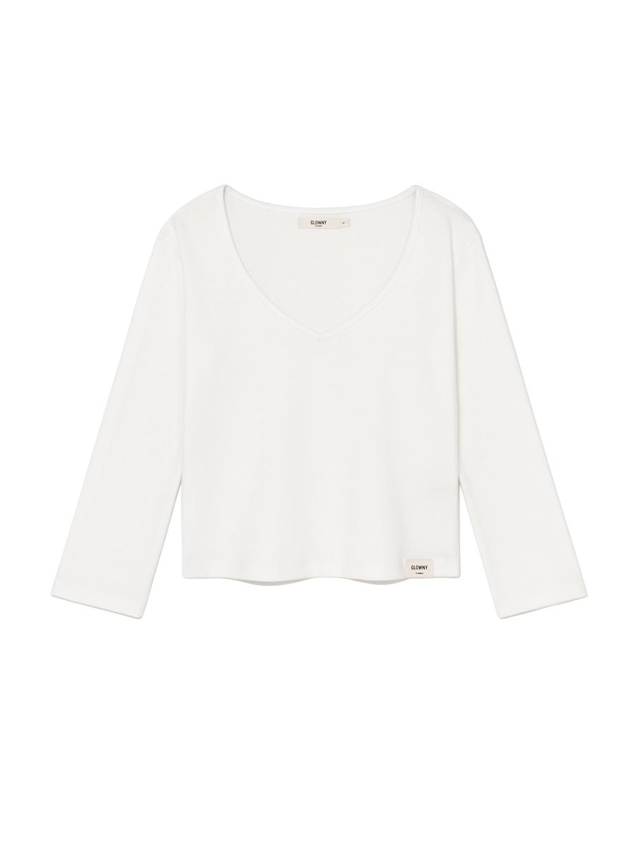 MUSINSA | GLOWNY 3/4 G COMFORT V TEE (WHITE)